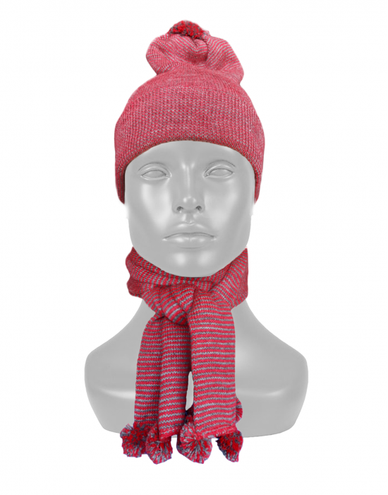 Acrylic Kids Designer cap with muffler set maroon
